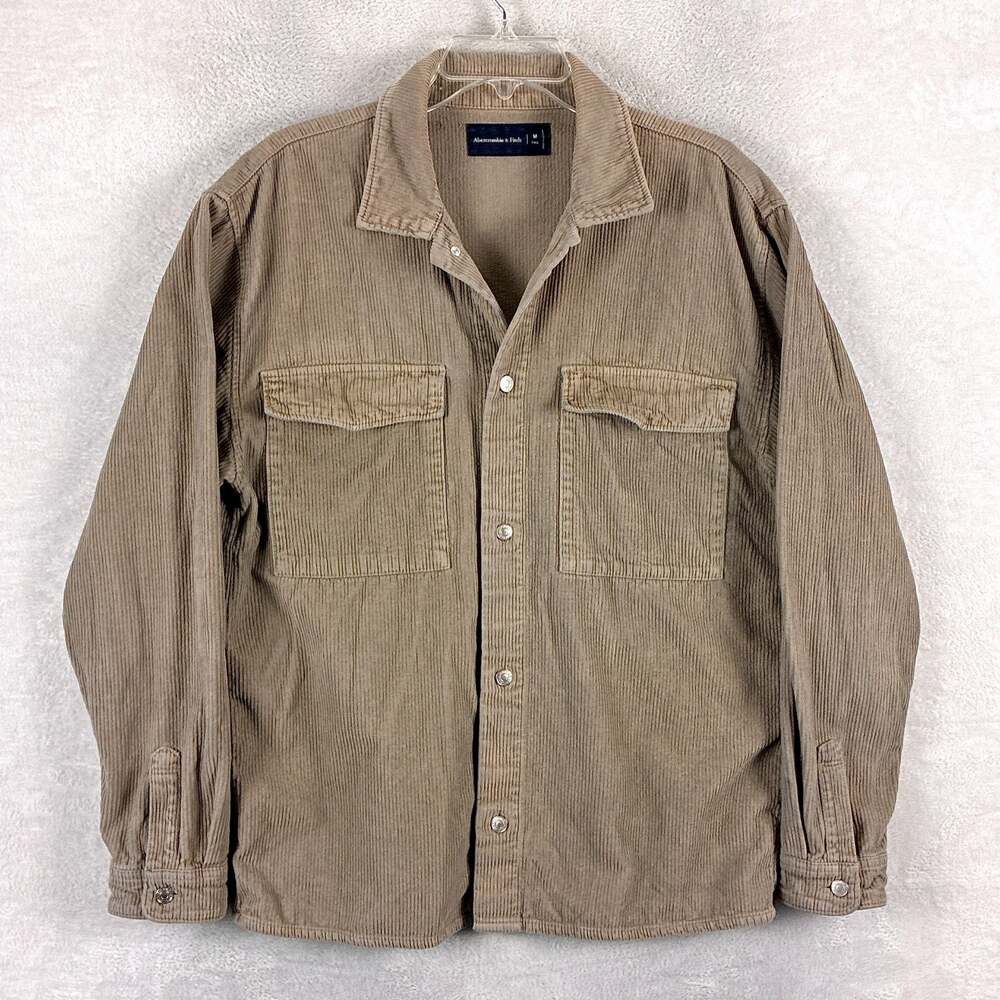 Abercrombie & Fitch Shirt Mens M Tall Beige Corduroy Preppy Classic Outdoors Y2K